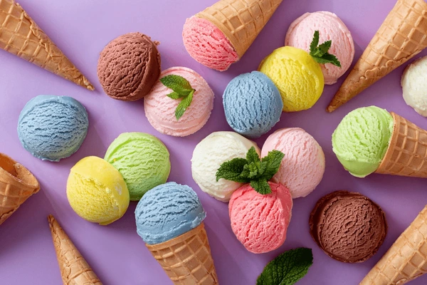 Colorful ice cream scoops